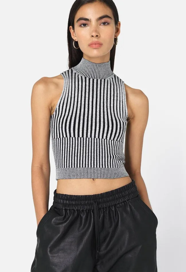 John Elliott Tops Piper Silk Rib Mock Neck Top Charcoal 8211 Women John Elliott Tops Piper Silk Rib Mock Neck Top Charcoal 8211 Women