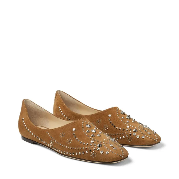 Joselyn Flat Hazel Suede Flats With Floral Studding Hazelsilver Women JIMMY CHOO Flats Joselyn Flat Hazel Suede Flats With Floral Studding Hazelsilver Women JIMMY CHOO Flats