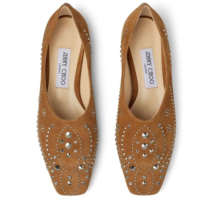Joselyn Flat Hazel Suede Flats With Floral Studding Hazelsilver Women JIMMY CHOO Flats Joselyn Flat Hazel Suede Flats With Floral Studding Hazelsilver Women JIMMY CHOO Flats