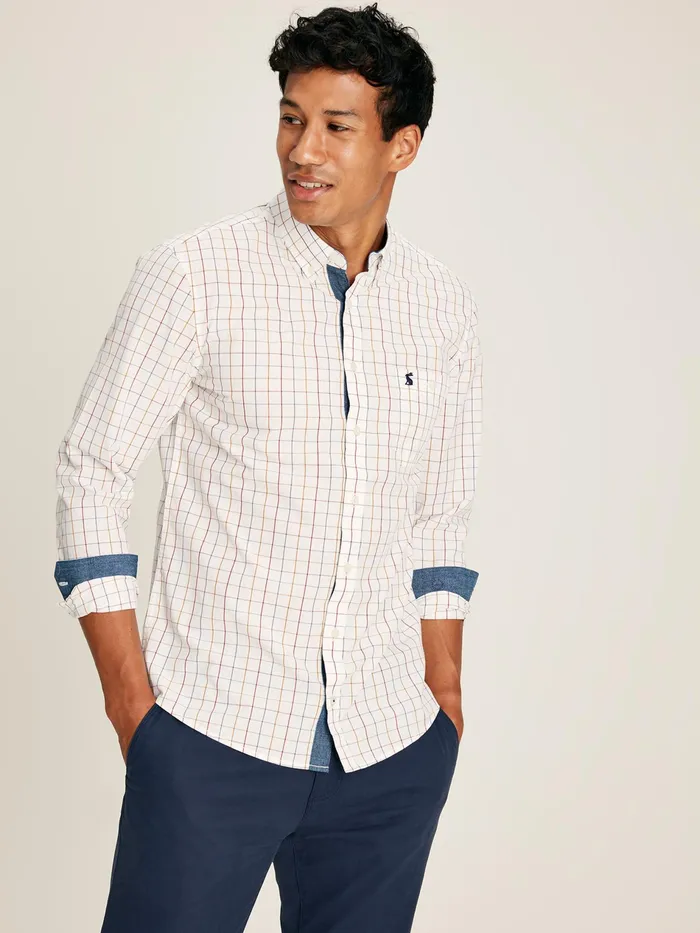 Joules Abbott 8211 White Gingham Classic Fit Poplin Shirt Men Shirts