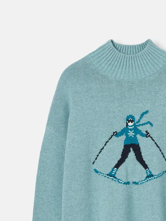 Joules Abigail 8211 Light Blue Intarsia Ski Jumper Women Knitwear