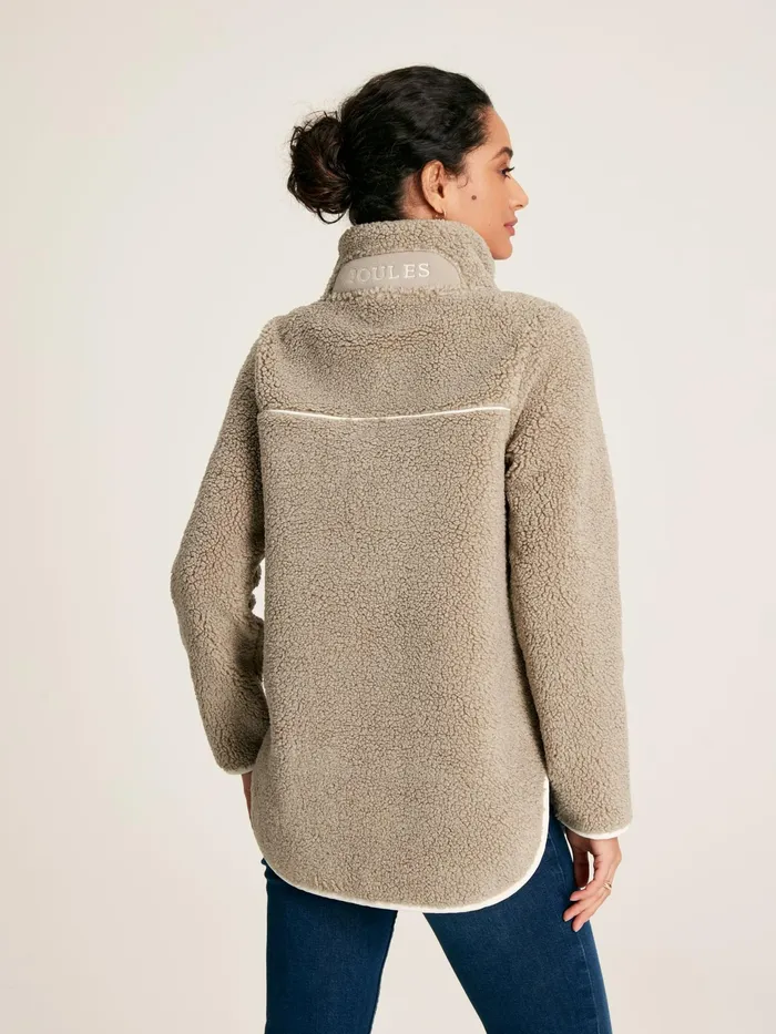Joules Aldeburgh 8211 Grey Half Zip Borg Fleece Women Coats and Jackets