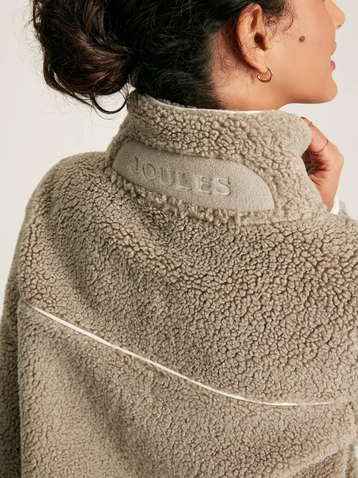 Joules Aldeburgh 8211 Grey Half Zip Borg Fleece Women Coats and Jackets