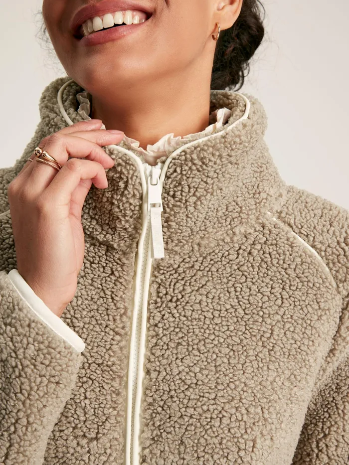 Joules Aldeburgh 8211 Grey Half Zip Borg Fleece Women Coats and Jackets