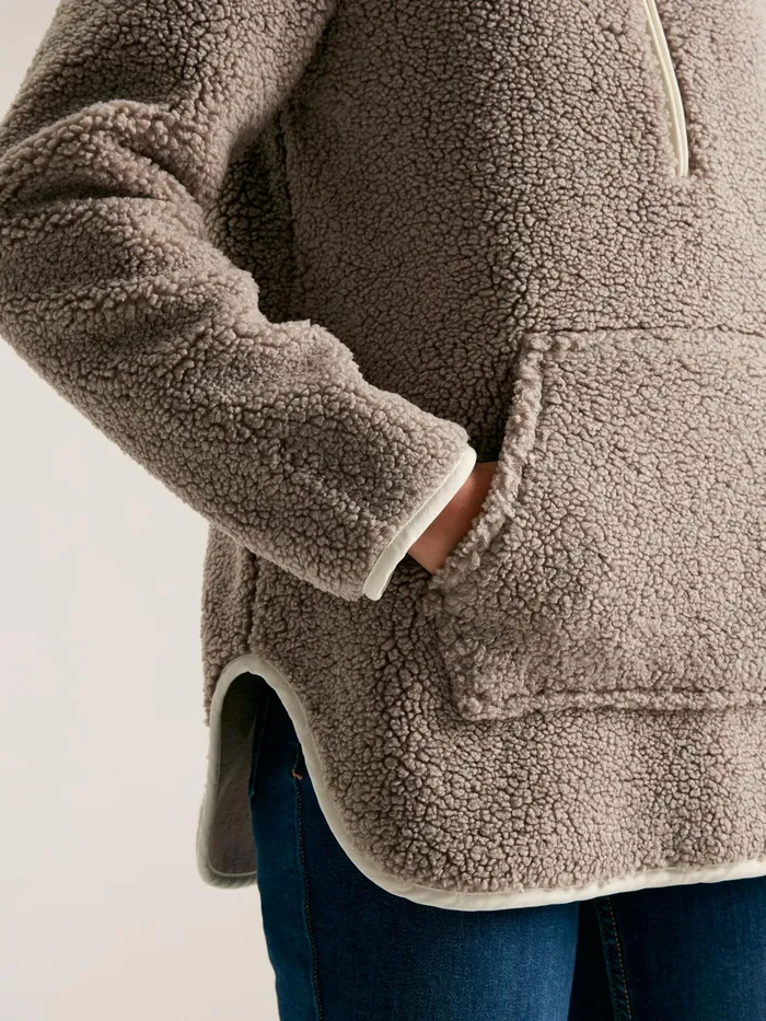 Joules Aldeburgh 8211 Grey Half Zip Borg Fleece Women Coats and Jackets