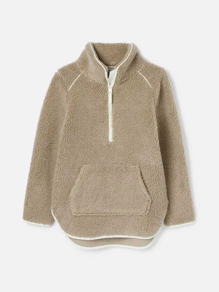 Joules Aldeburgh 8211 Grey Half Zip Borg Fleece Women Coats and Jackets