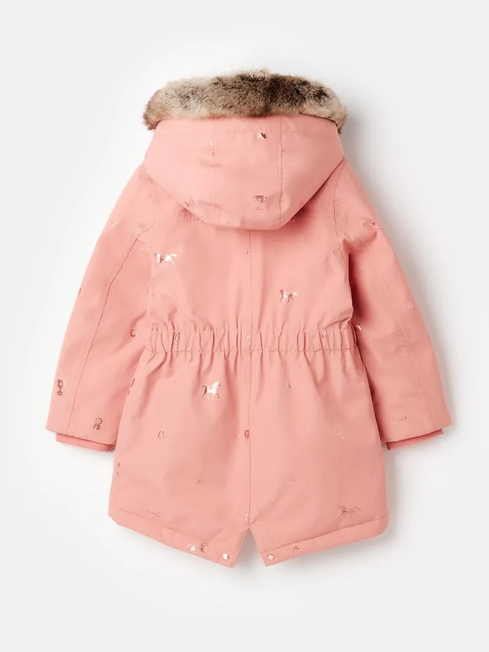 Joules Alix 8211 Pink Printed Waterproof Coat Girls Coats and Jackets