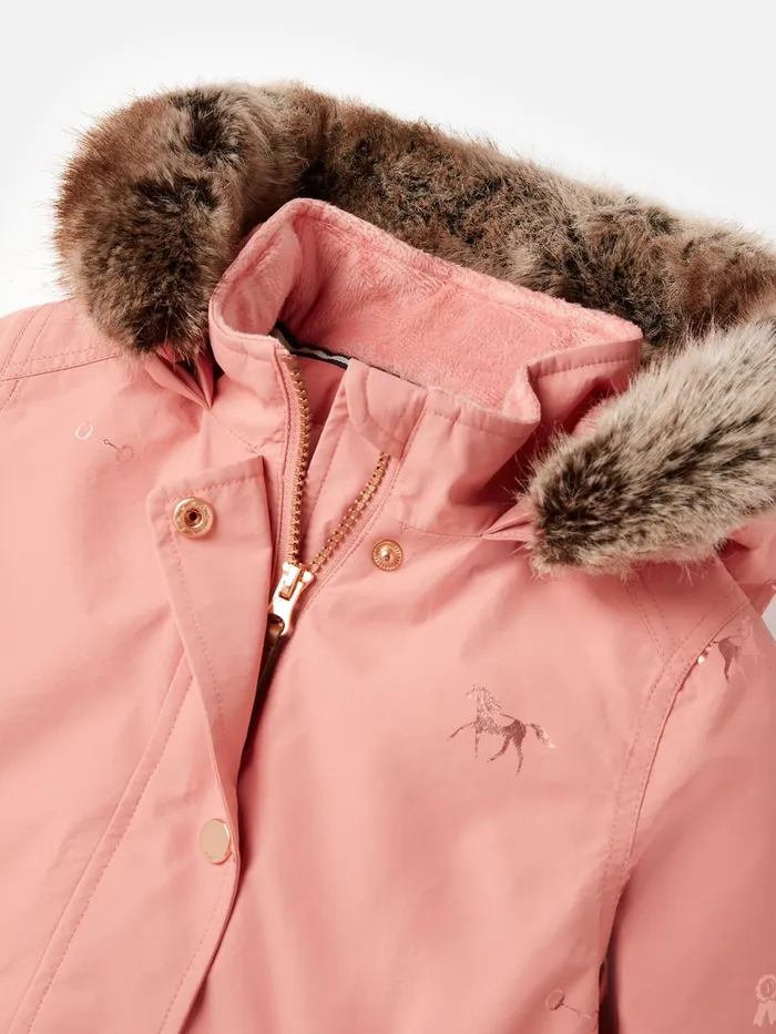 Joules Alix 8211 Pink Printed Waterproof Coat Girls Coats and Jackets