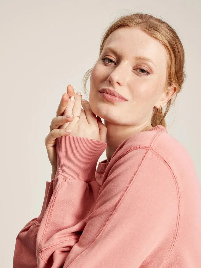Joules Amina 8211 Pink Crew Neck Sweat Top Women Sweatshirts and Hoodies