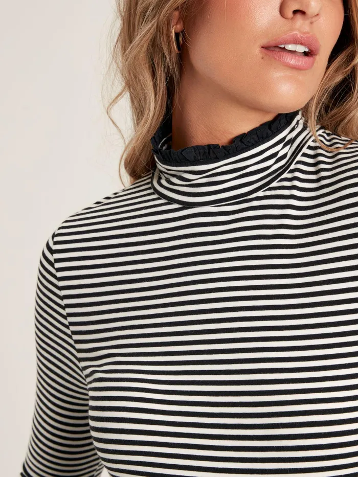 Joules Amy 8211 BlackCream Roll Neck Top Women Tops