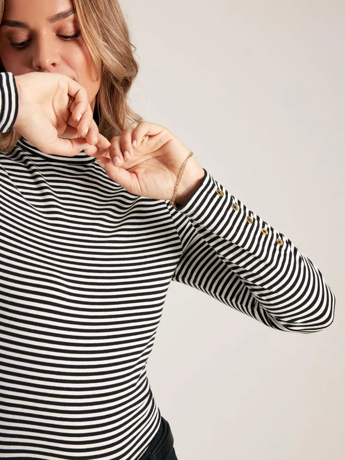 Joules Amy 8211 BlackCream Roll Neck Top Women Tops