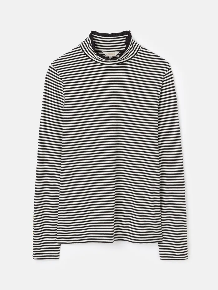 Joules Amy 8211 BlackCream Roll Neck Top Women Tops