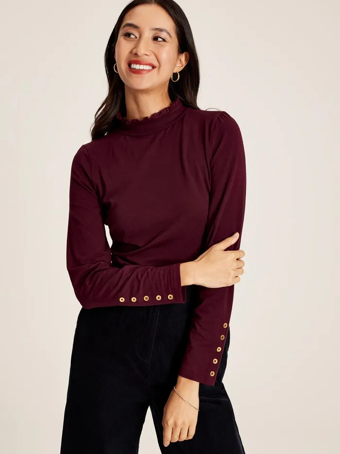 Joules Amy 8211 Burgundy Red Roll Neck Top Women Tops