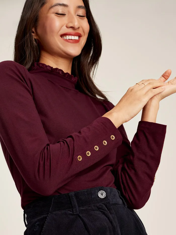 Joules Amy 8211 Burgundy Red Roll Neck Top Women Tops