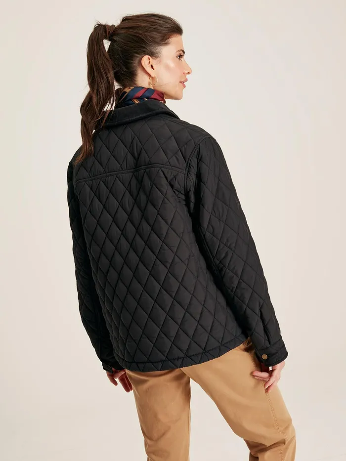 Joules Arlington 8211 Black Showerproof Diamond Quilted Jacket Women Raincoats