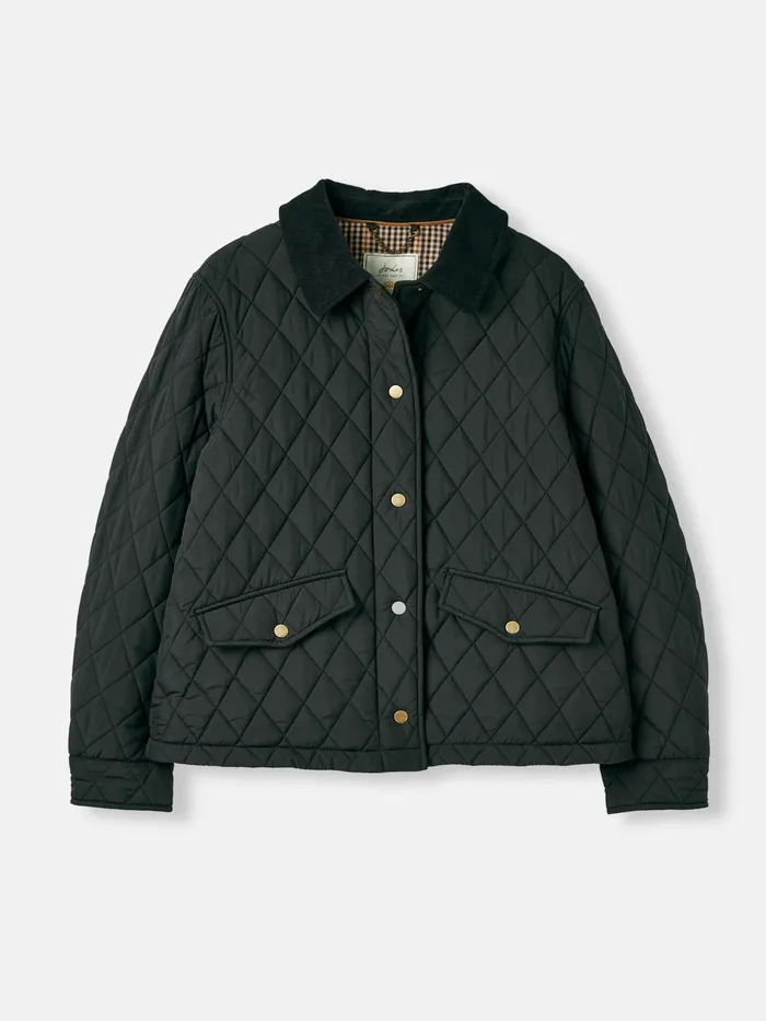 Joules Arlington 8211 Black Showerproof Diamond Quilted Jacket Women Raincoats