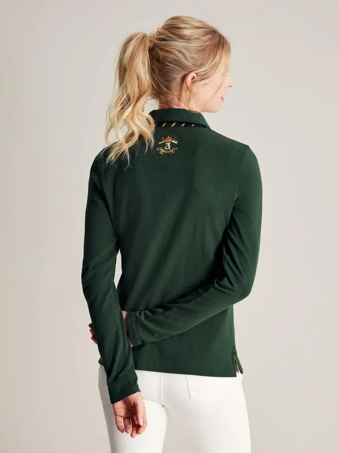 Joules Ashley 8211 Green Long Sleeve Polo Shirt Women Tops