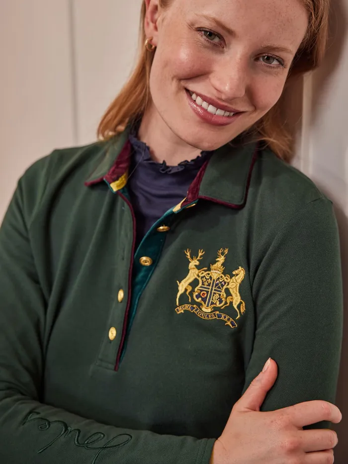 Joules Ashley 8211 Green Long Sleeve Polo Shirt Women Tops