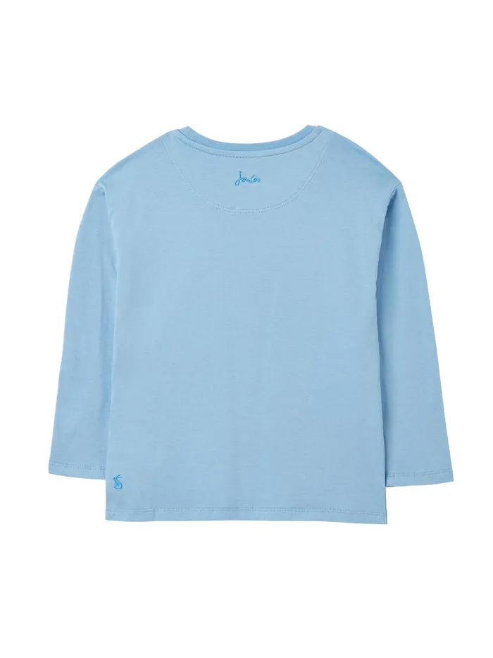 Joules Ava 8211 Blue Long Sleeve Artwork TShirt Girls Tops and Tshirts