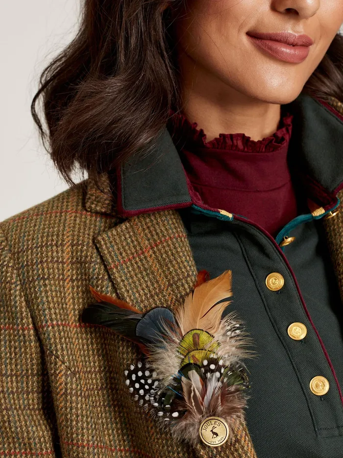 Joules Averly 8211 Green Feather Brooch Women Hats