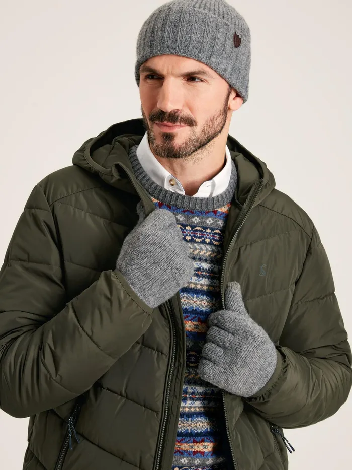 Joules Bamburgh 8211 Grey Knitted Hat Men Hats Gloves and Scarves