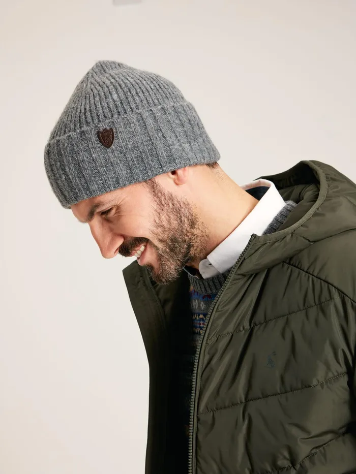 Joules Bamburgh 8211 Grey Knitted Hat Men Hats Gloves and Scarves