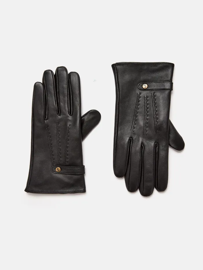 Joules Black Leather Gloves Women Gloves