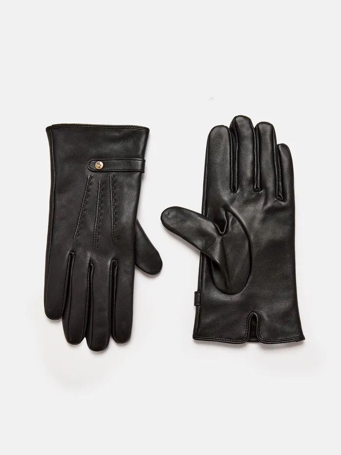 Joules Black Leather Gloves Women Gloves