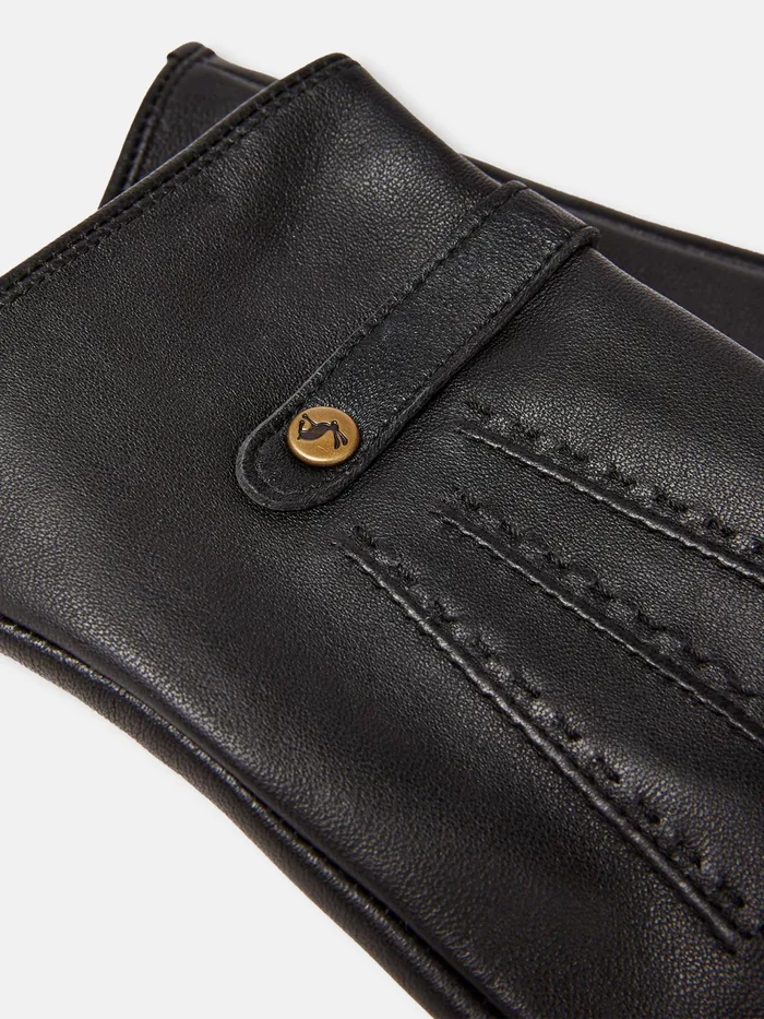 Joules Black Leather Gloves Women Gloves