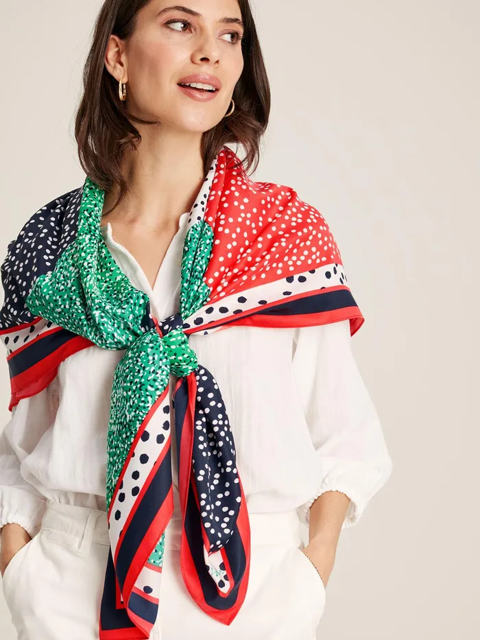 Joules Black Twill Square Scarf Women Scarves