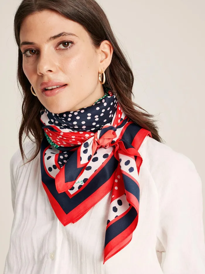 Joules Black Twill Square Scarf Women Scarves