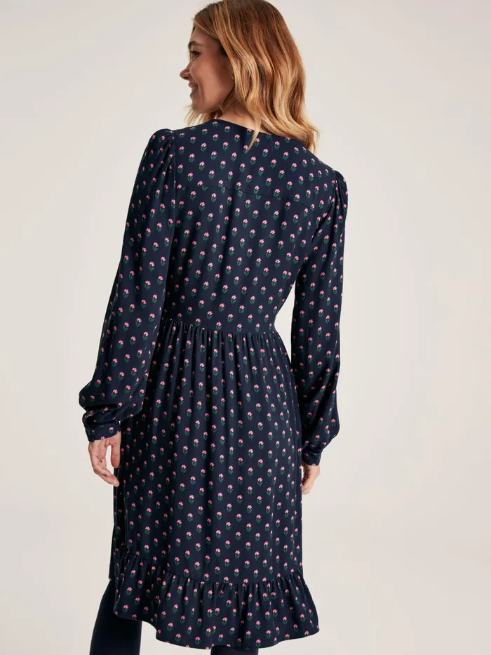 Joules Bonnie 8211 Navy Blue Button Down Dress With Peplum Hem Women Dresses
