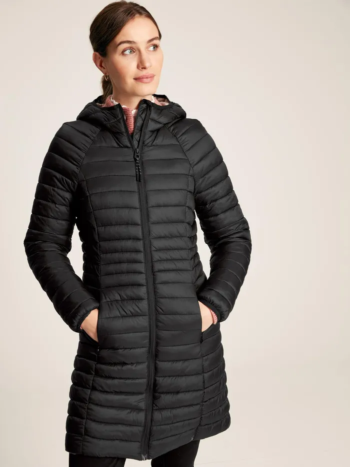 Joules Bramley 8211 Black Showerproof Long Packable Padded Jacket Women Raincoats Joules Bramley 8211 Black Showerproof Long Packable Padded Jacket Women Raincoats