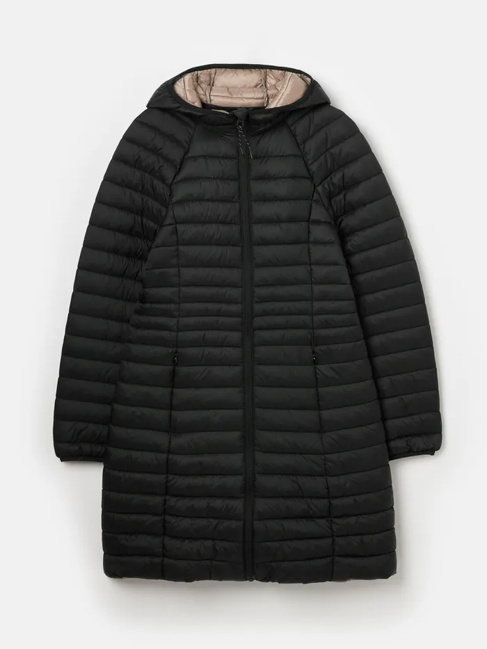 Joules Bramley 8211 Black Showerproof Long Packable Padded Jacket Women Raincoats