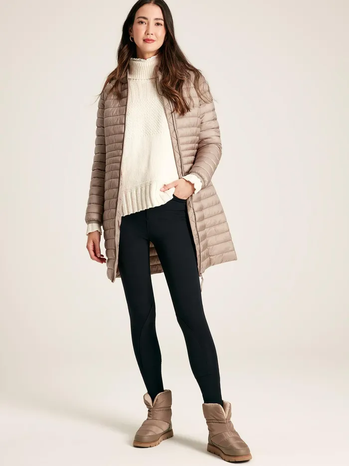 Joules Bramley 8211 Pearl Showerproof Long Packable Padded Jacket Women Raincoats