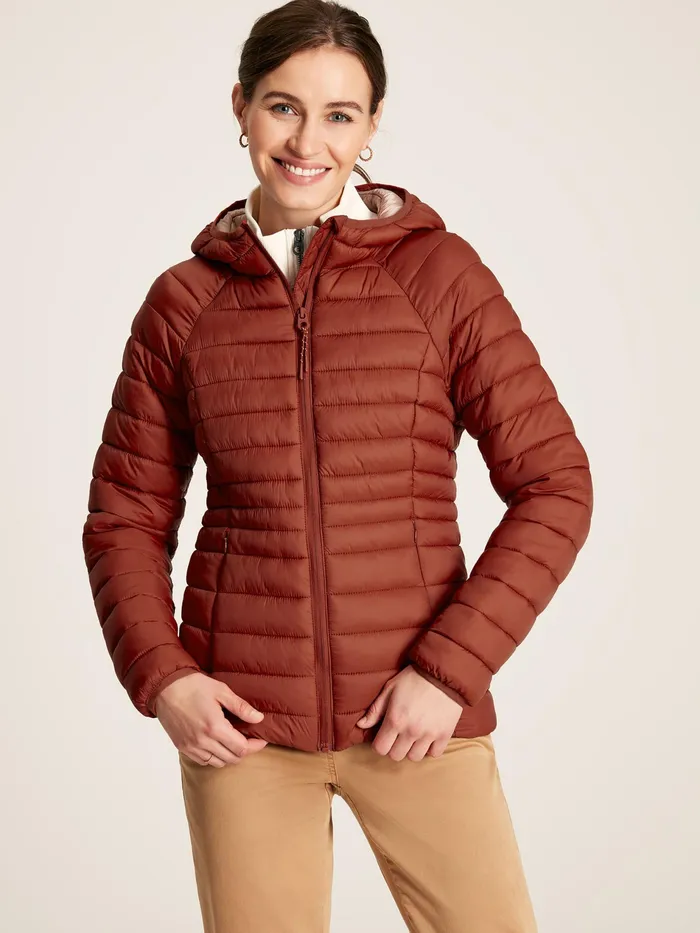 Joules Bramley 8211 Red Showerproof Packable Padded Jacket Women Raincoats