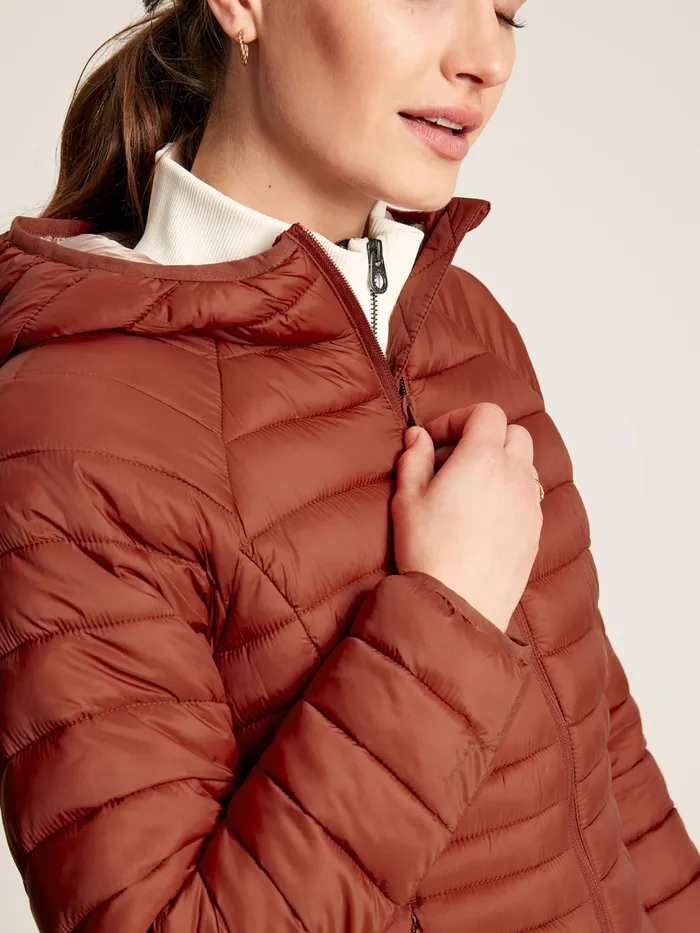 Joules Bramley 8211 Red Showerproof Packable Padded Jacket Women Raincoats