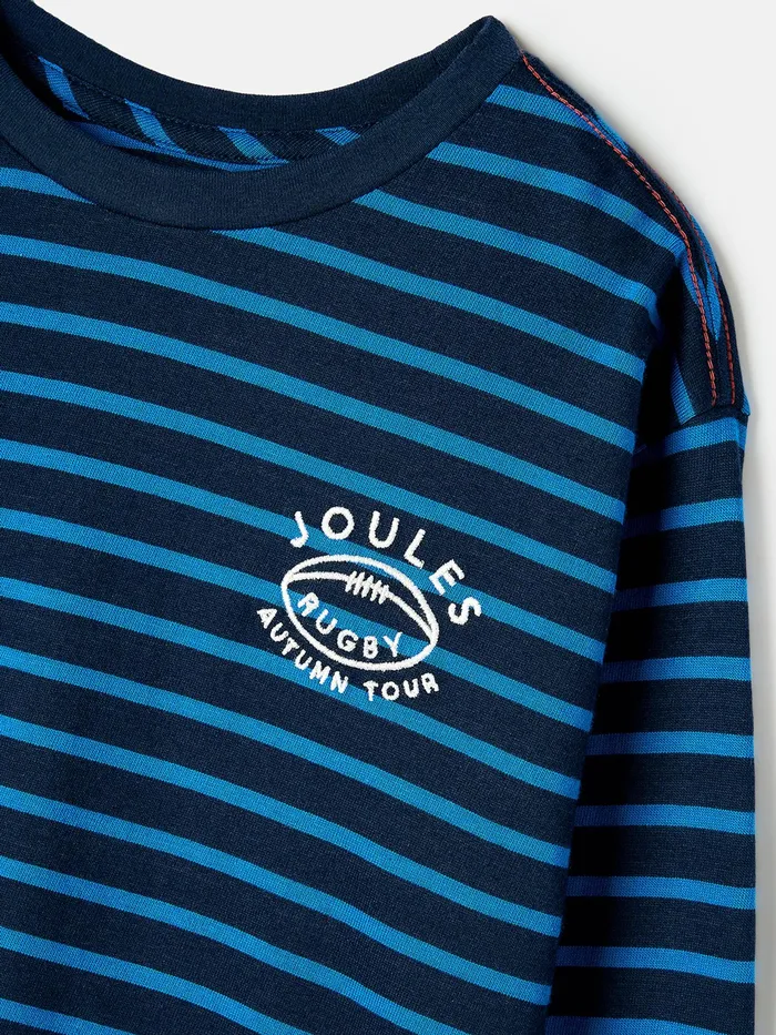 Joules Bryce 8211 Blue Long Sleeve Artwork Top Boys Tops and Tshirts