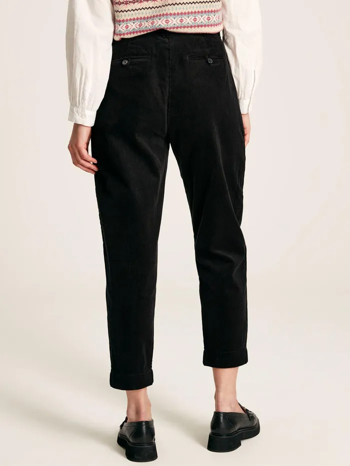 Joules Calla 8211 Black Cord Tapered Leg Trousers Women Trousers and Leggings