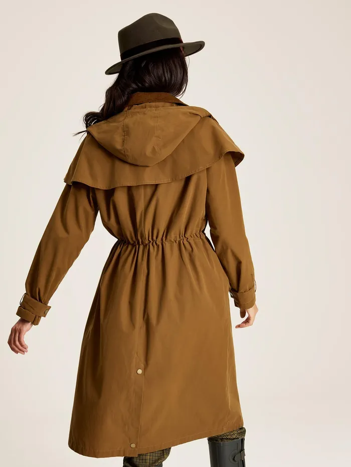 Joules Canter 8211 Rust Brown Shower Resistant Long Wax Jacket Women Coats and Jackets