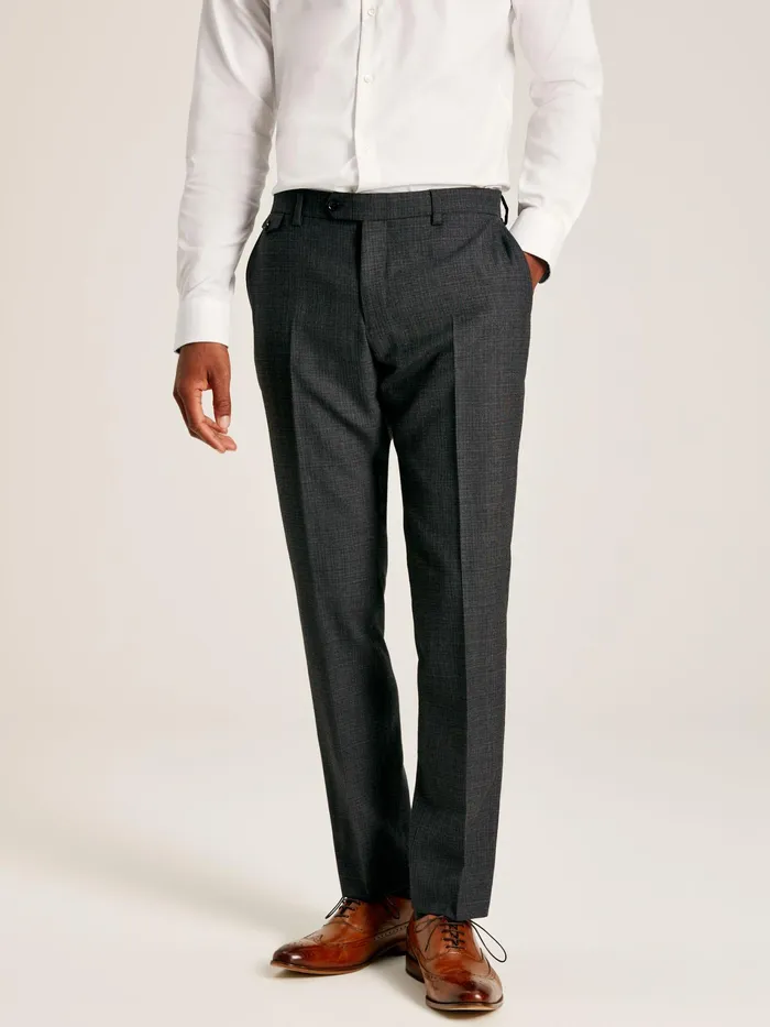 Joules Charcoal Grey Textured Suit Trousers Men Suits