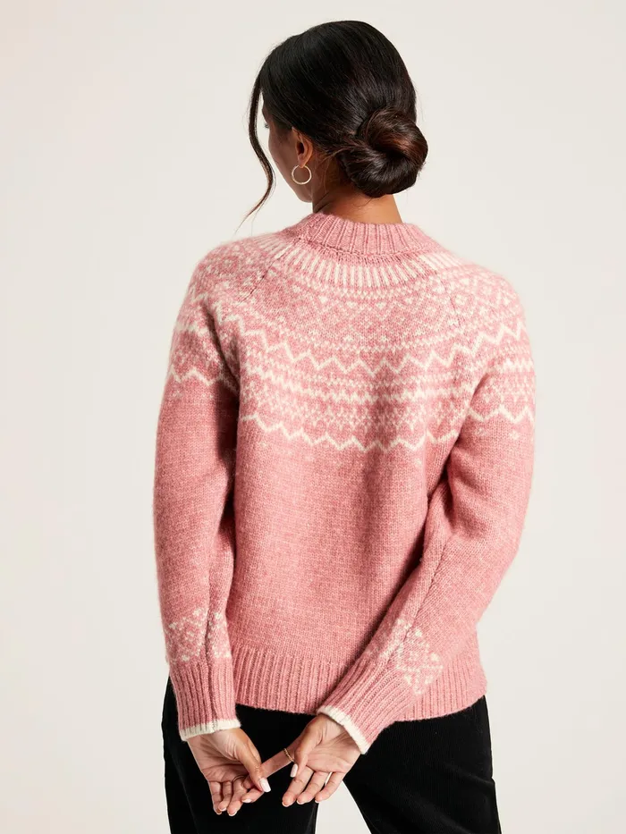 Joules Charlotte 8211 Pink Fair Isle Jumper Women Knitwear