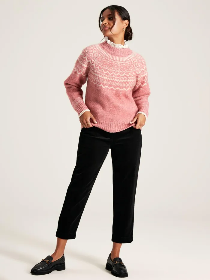 Joules Charlotte 8211 Pink Fair Isle Jumper Women Knitwear