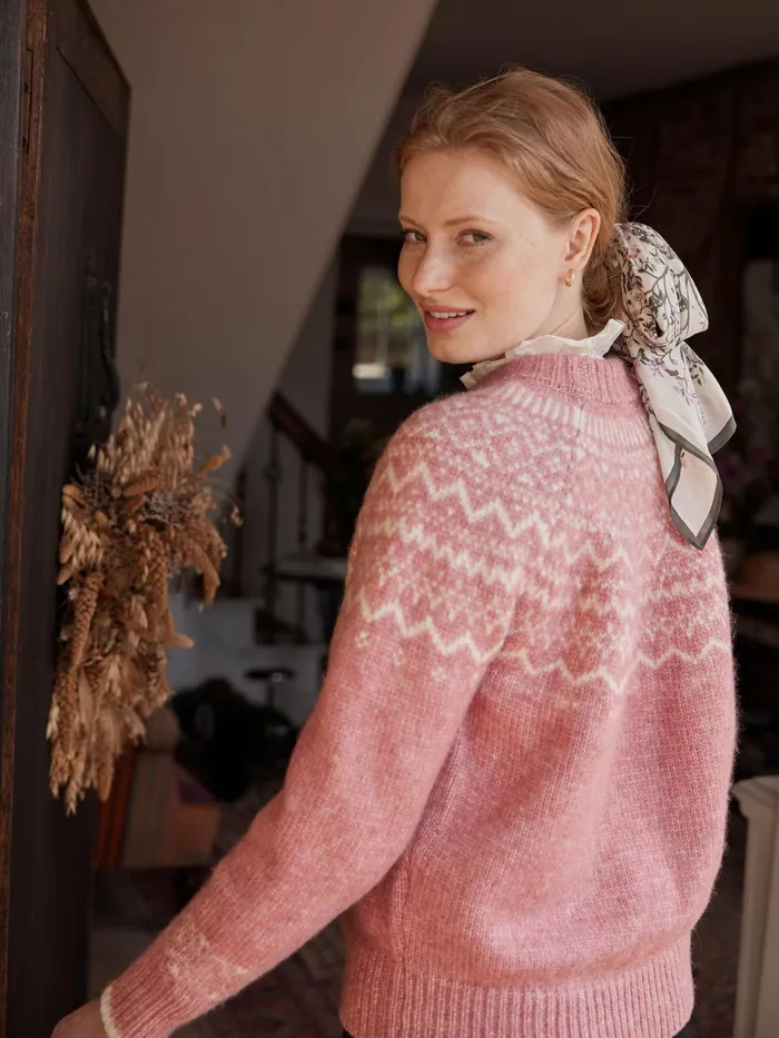 Joules Charlotte 8211 Pink Fair Isle Jumper Women Knitwear