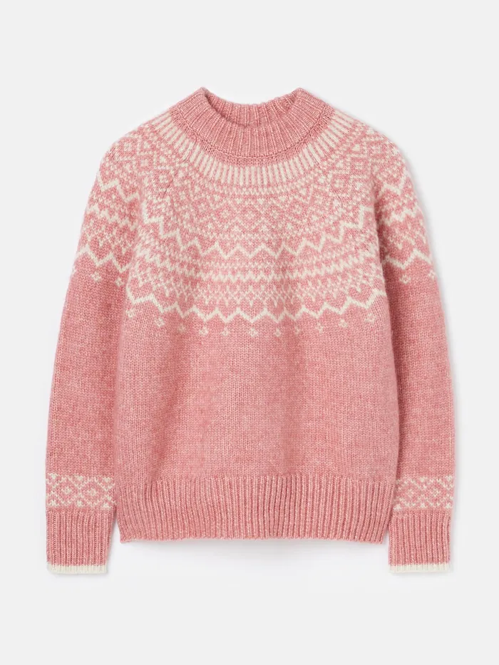 Joules Charlotte 8211 Pink Fair Isle Jumper Women Knitwear