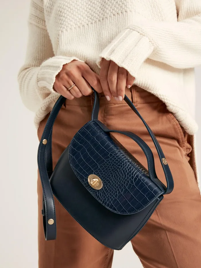 Joules Claire 8211 Navy Faux Leather Croc Effect Bag Women Handbags