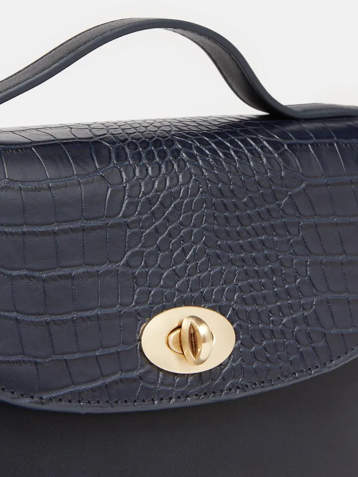 Joules Claire 8211 Navy Faux Leather Croc Effect Bag Women Handbags