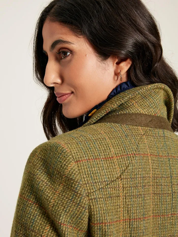 Joules Clarence 8211 Green Tweed Blazer Women Coats and Jackets