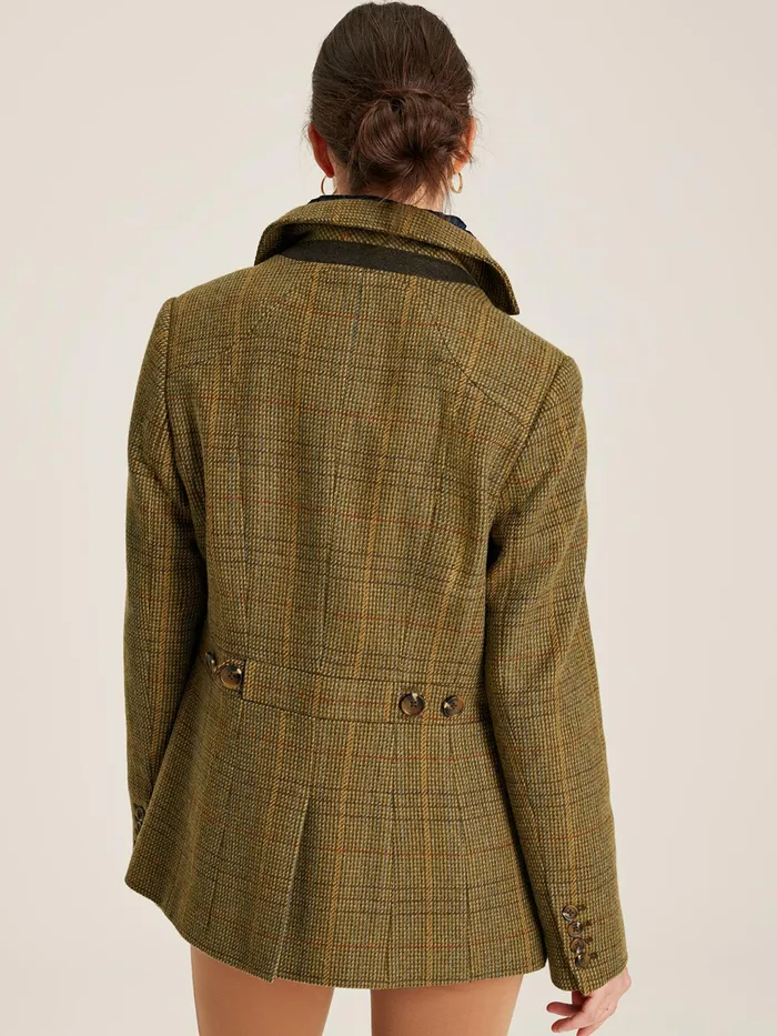 Joules Clarence 8211 Green Tweed Blazer Women Coats and Jackets