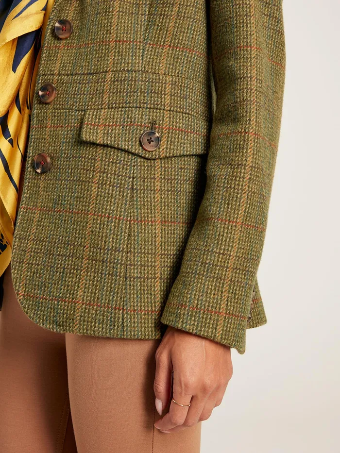 Joules Clarence 8211 Green Tweed Blazer Women Coats and Jackets